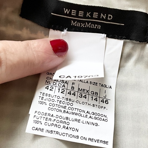 Maxmara Weekend Mini Pencil Skirt Tweed Textured Cream Black Sz 12 Tall - Picture 10 of 13